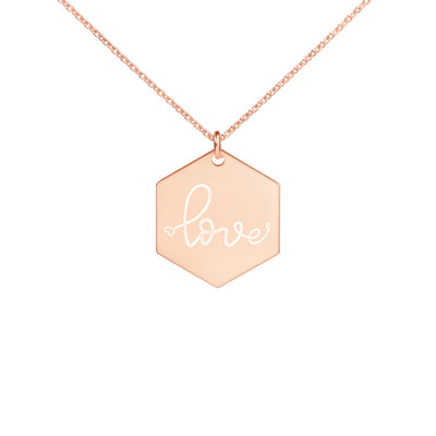 Love- Engraved Hexagon Necklace