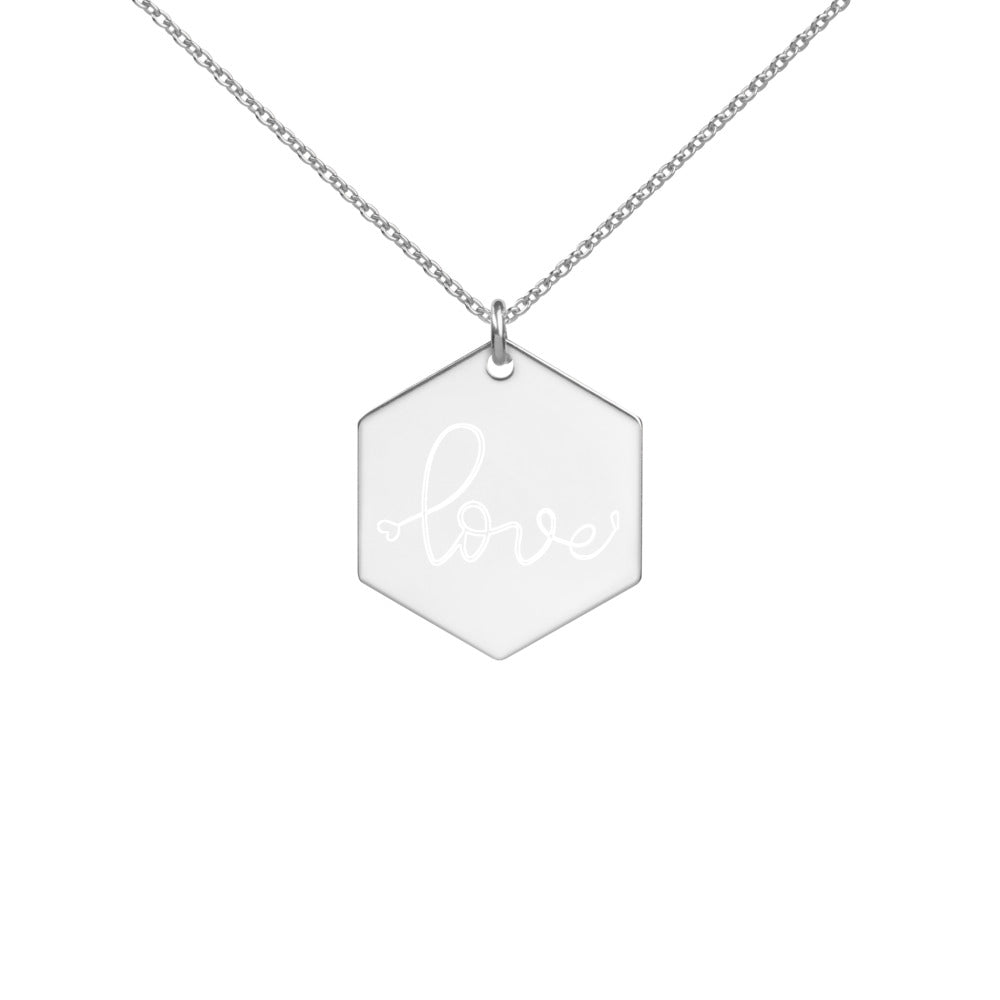 Love- Engraved Hexagon Necklace
